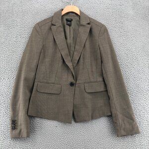 Ann Taylor Blazer Womens 4 Brown Button Stretch Notch Lapel Office Career Work